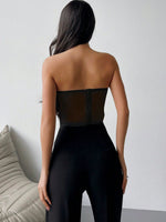 Top senza spalline alla moda con pieghe, colore solido, per donne