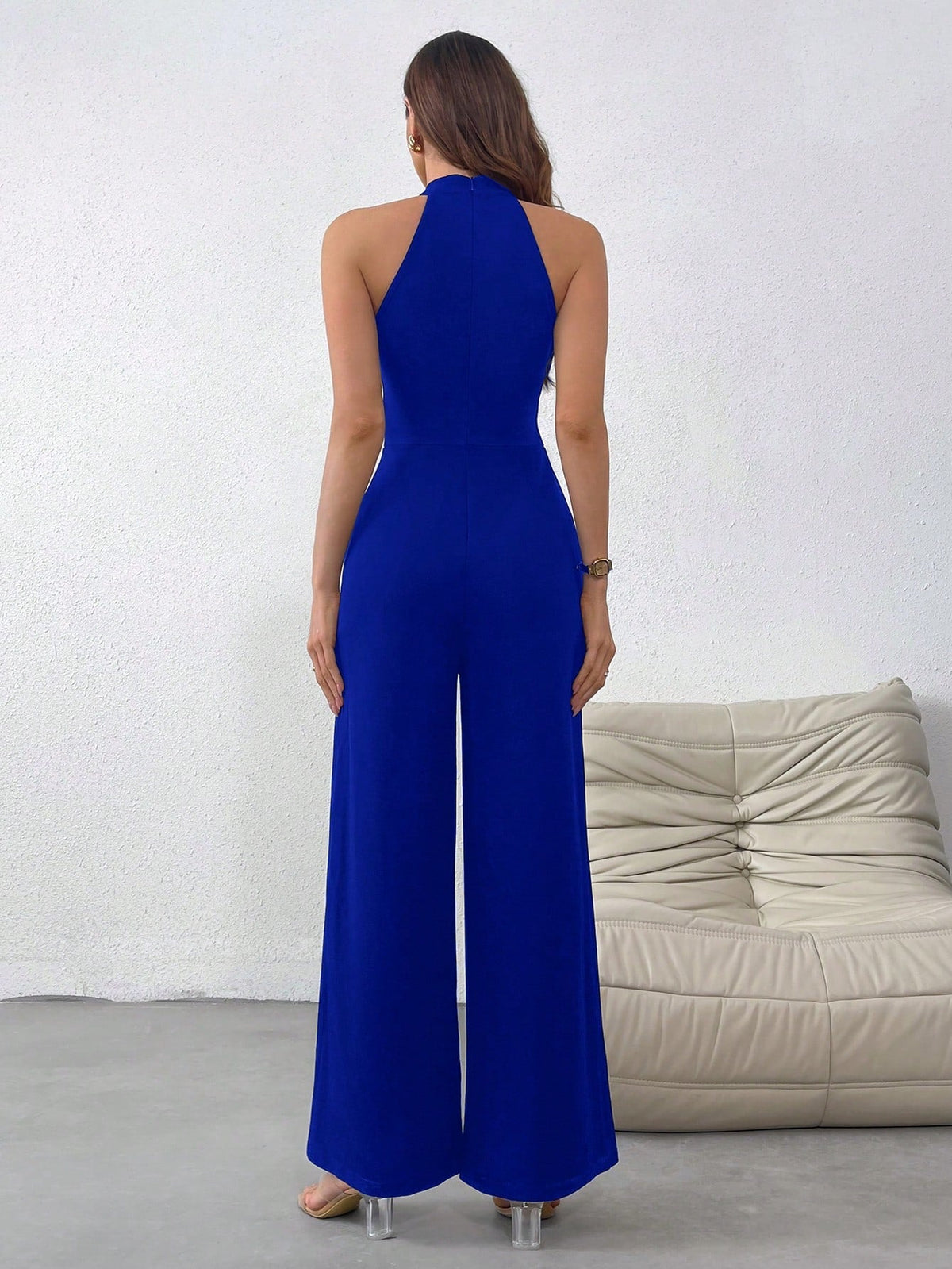 Salopette Senza Maniche A Collo Alto In Maglia Per Donne