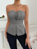 Top Senza Spalline Estivo Da Donna Con Design Svasato