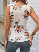 Top casual senza maniche estivo con stampa floreale