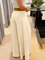 Pantaloni Casual Eleganti A Gamba Larga Di Colore Tinta Unita Da Donna