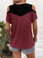 Maglia A Maniche Corte Con Spalle Scoperte E Blocchi Di Colore A Contrasto