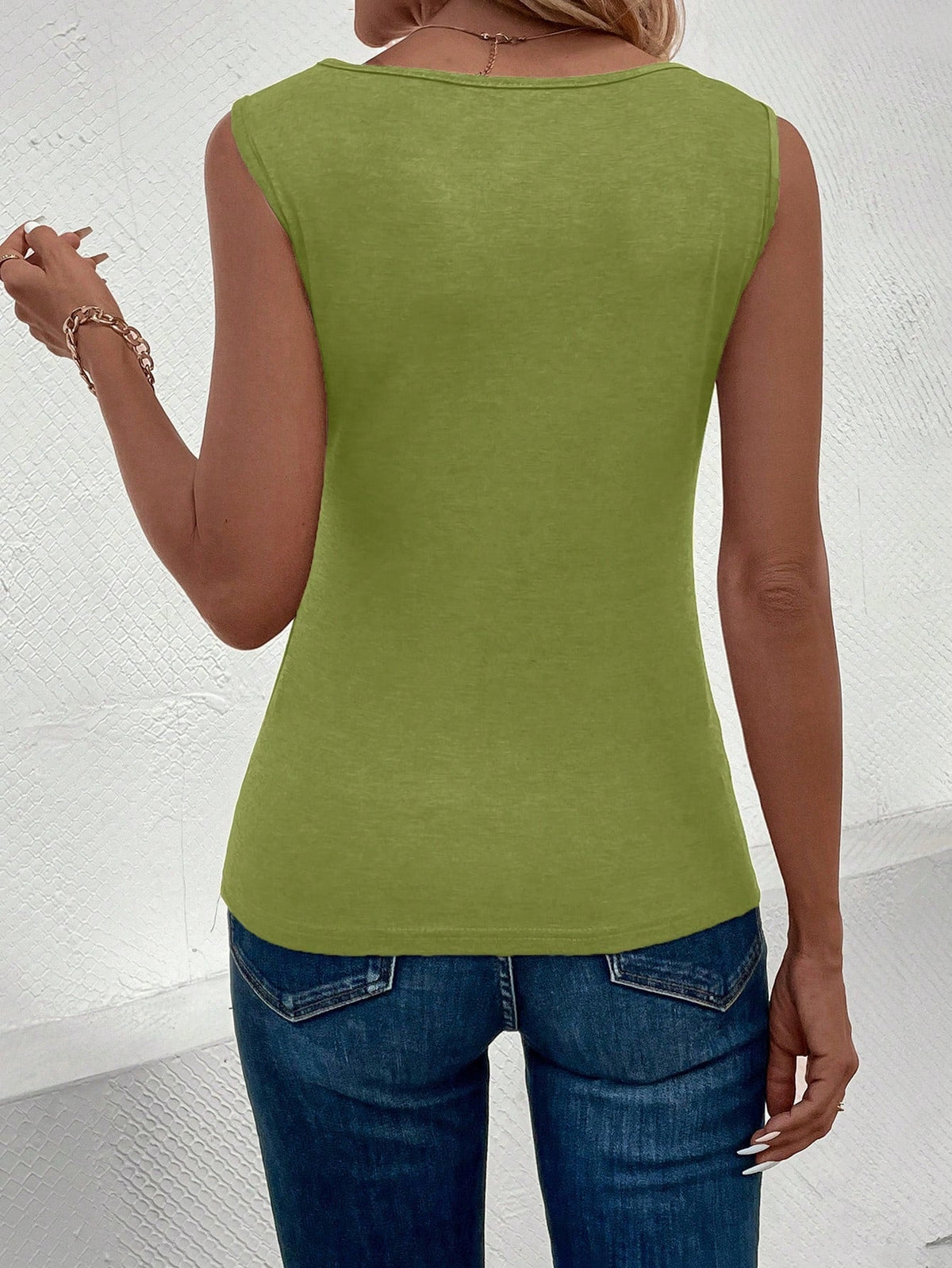 Canottiera Da Donna A Maniche Corte Tinta Unita Per L'estate