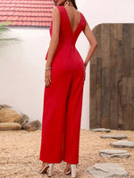 Salopette Moda Donna Tinta Unita Collo A V Con Spalline Sottili