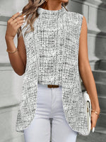 Blusa Da Donna Senza Maniche Con Colletto Alto E Orlo Asimmetrico