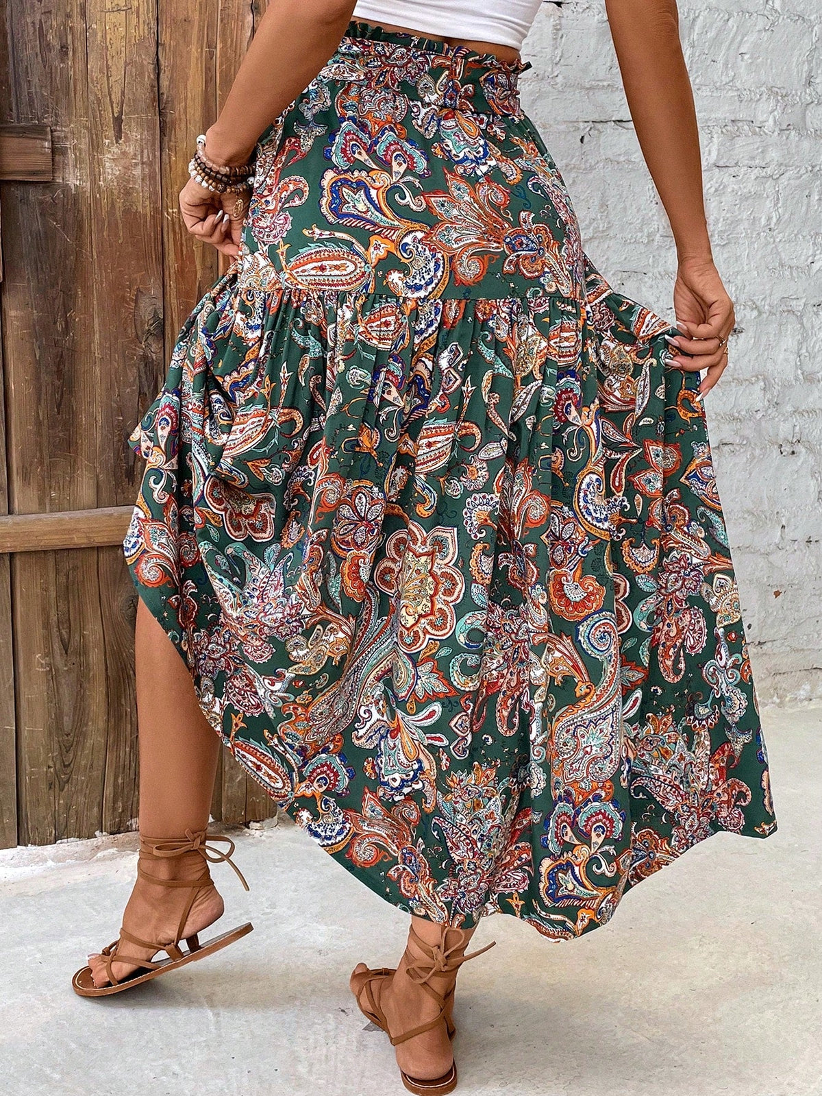 Gonna Da Spiaggia Stampata In Stile Boho