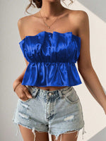 Top sbarazzino senza spalline semplice e di tutti i giorni dal colore unito per donna