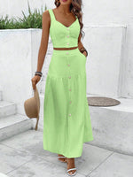 Set-top e gonna donna alla moda di colore tinta unita