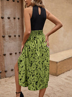 Vestito A Abbottonatura Avvolgente Con Stampa A Patchwork E Spacco