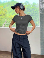 T-shirt A Maniche Corte Con Pieghe Aderente