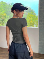 T-shirt A Maniche Corte Con Pieghe Aderente