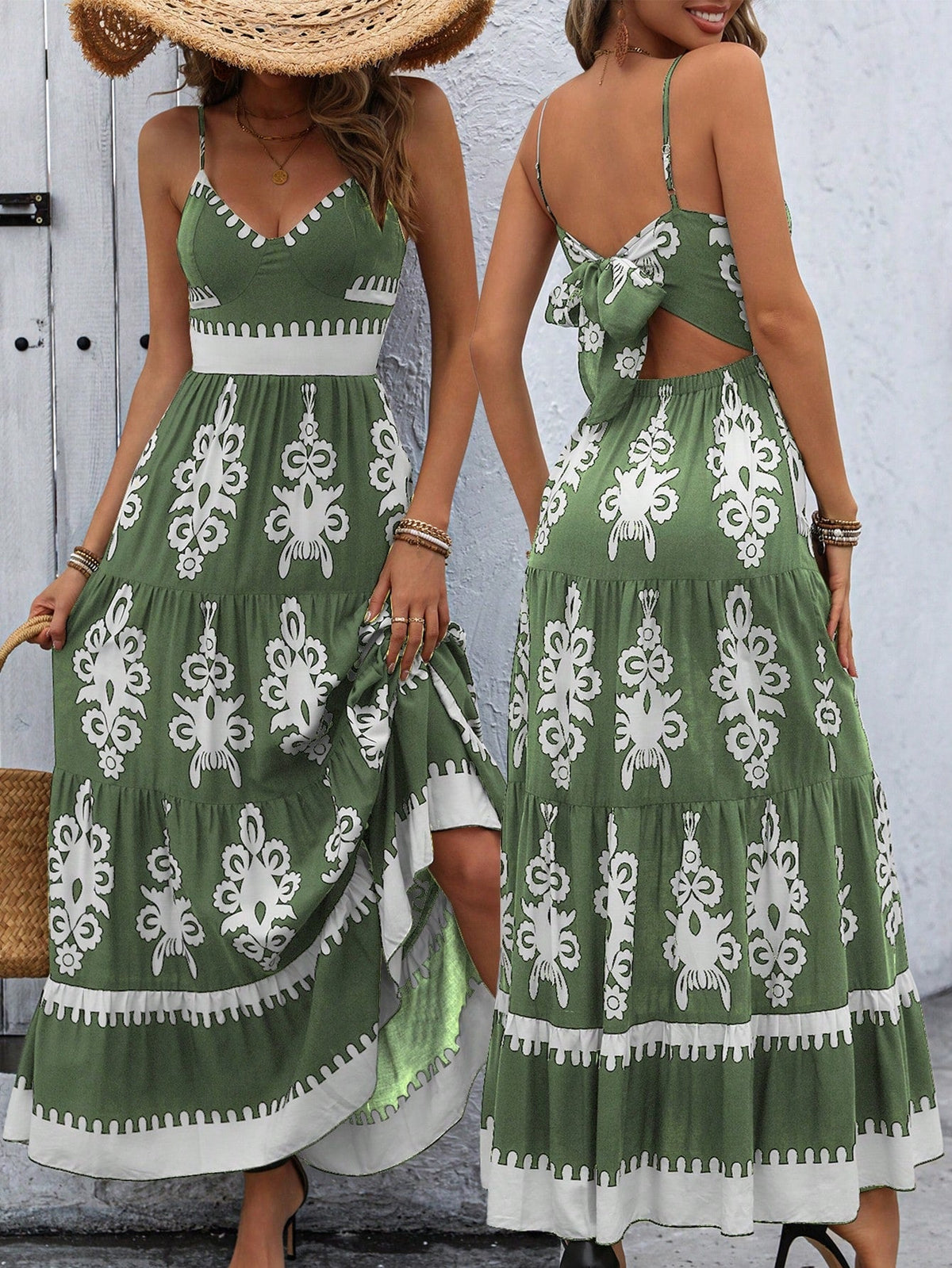 Abito Con Spalline Sottili A Stampa Destinazione Vacanze Estive