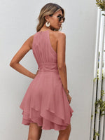 Abiti monocolore vita arricciata con collo halter