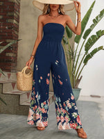 Pantaloni a gamba larga con stampa floreale tubo