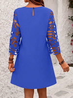 Abito estivo da vacanza con maniche in pizzo e tinta unita da donna