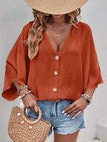 Camicia Casual Con Bottoni Frontali E Collo In Tessuto Testurizzato