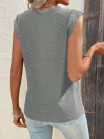 Maglietta pizzo a contrasto con orlo smerlato schiffy