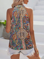 Blusa Estiva Da Donna A Collo Alto Senza Maniche Con Stampa