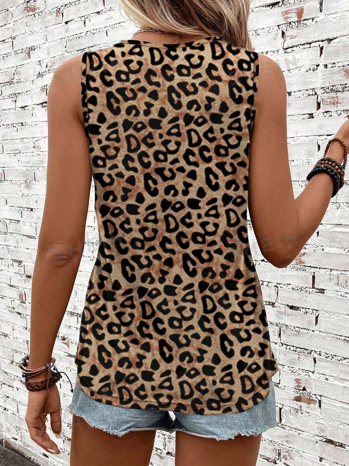 Canotta senza maniche con stampa leopardata