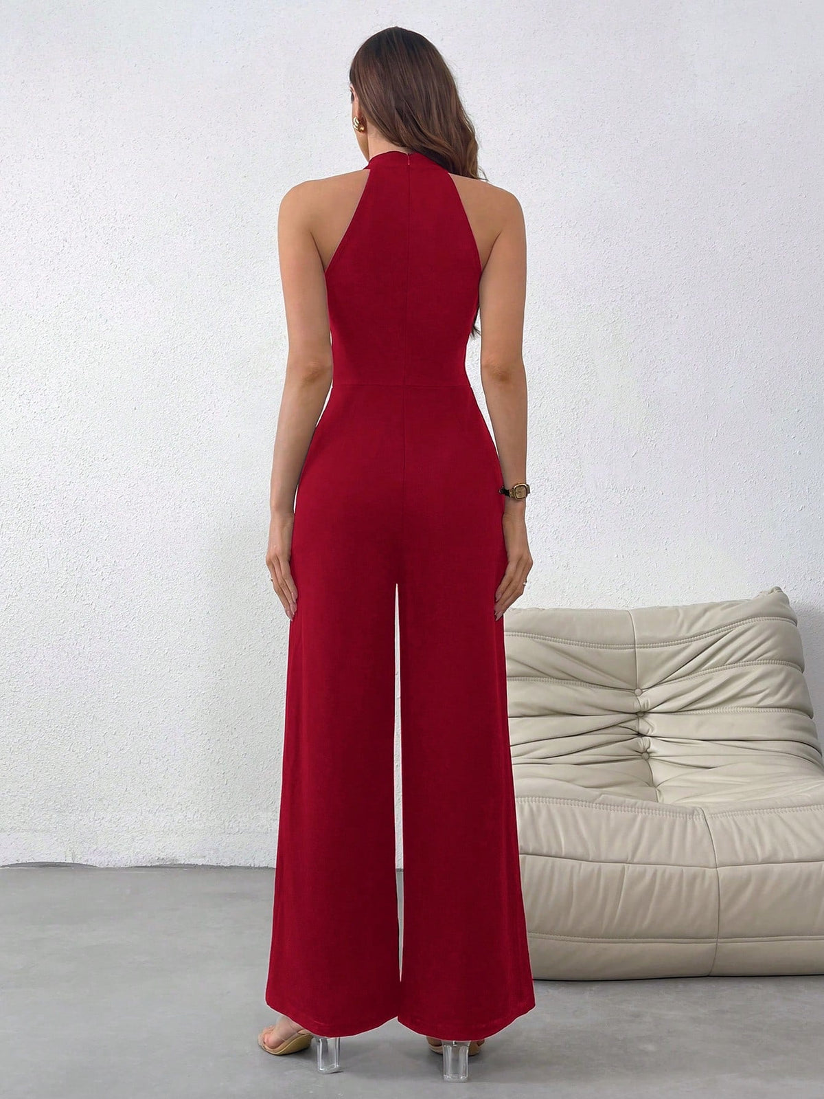 Salopette Senza Maniche A Collo Alto In Maglia Per Donne