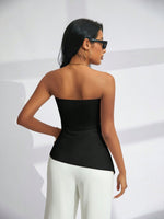 Top Da Festa Alla Moda Monocromatico Senza Spalline Per Donne