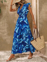 Abito Casual Lungo Con Manica A Cappuccio Con Stampa Geometrica Estiva E Scollo A V Per Donne