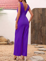 Salopette Moda Donna Tinta Unita Collo A V Con Spalline Sottili