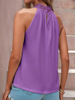 Top pannello in pizzo guipure apertura a goccia indietro con collo halter