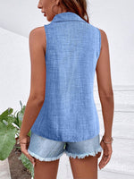 Camicia senza maniche casual da vacanza con colletto e bottoni