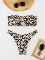 Set bikini con stampa effetto serpente Reggiseno a fascia cut out & Bottom con taglio alto 2 pezzi Costume da bagno