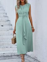 Abito senza maniche in tinta unita alla moda da donna