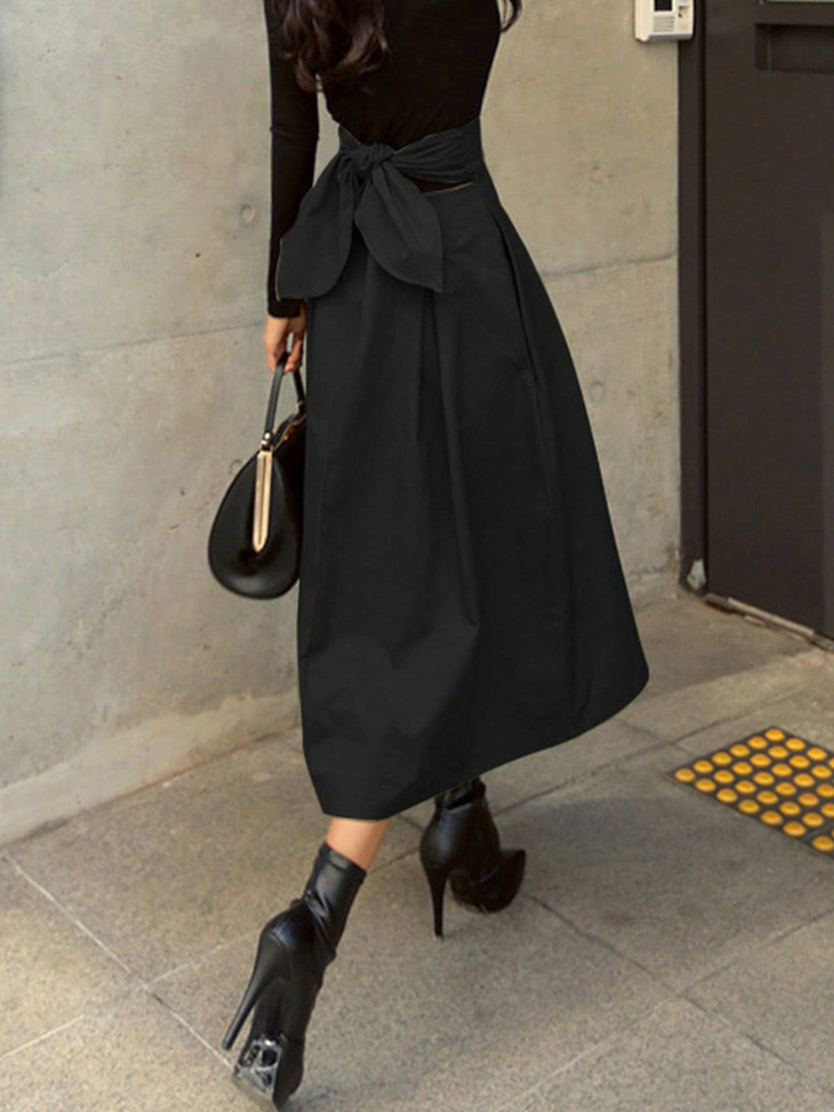 Gonna ad ombrello A-line con fiocco appena arrivata, gonna a vita alta alla giapponese con coulisse