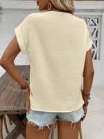 Blusa Estiva Informale Con Texture A Manica Pipistrello E Ricamo A Crochet