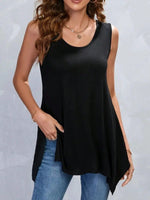 Canottiera smanicata a collo rotondo di colore unito