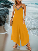 Tuta Con Salopette Geometrica Ricamata Con Spalline Per Le Vacanze