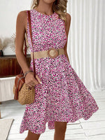 Abito Senza Maniche Con Stampa Completa Per Donna Senza Cintura Alla Vita