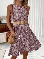 Abito Senza Maniche Con Stampa Completa Per Donna Senza Cintura Alla Vita