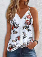 Top in a cammeo in pizzo a spacco con stampa floreale per tempo libero e vacanze