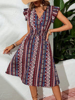 Vestito BohŽmien A Pois Con Incrocio A V E Con Cintura Da Legare In Vita