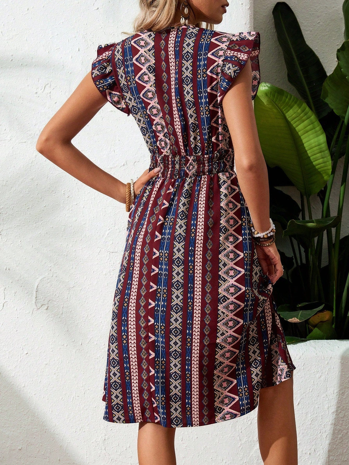 Vestito BohŽmien A Pois Con Incrocio A V E Con Cintura Da Legare In Vita