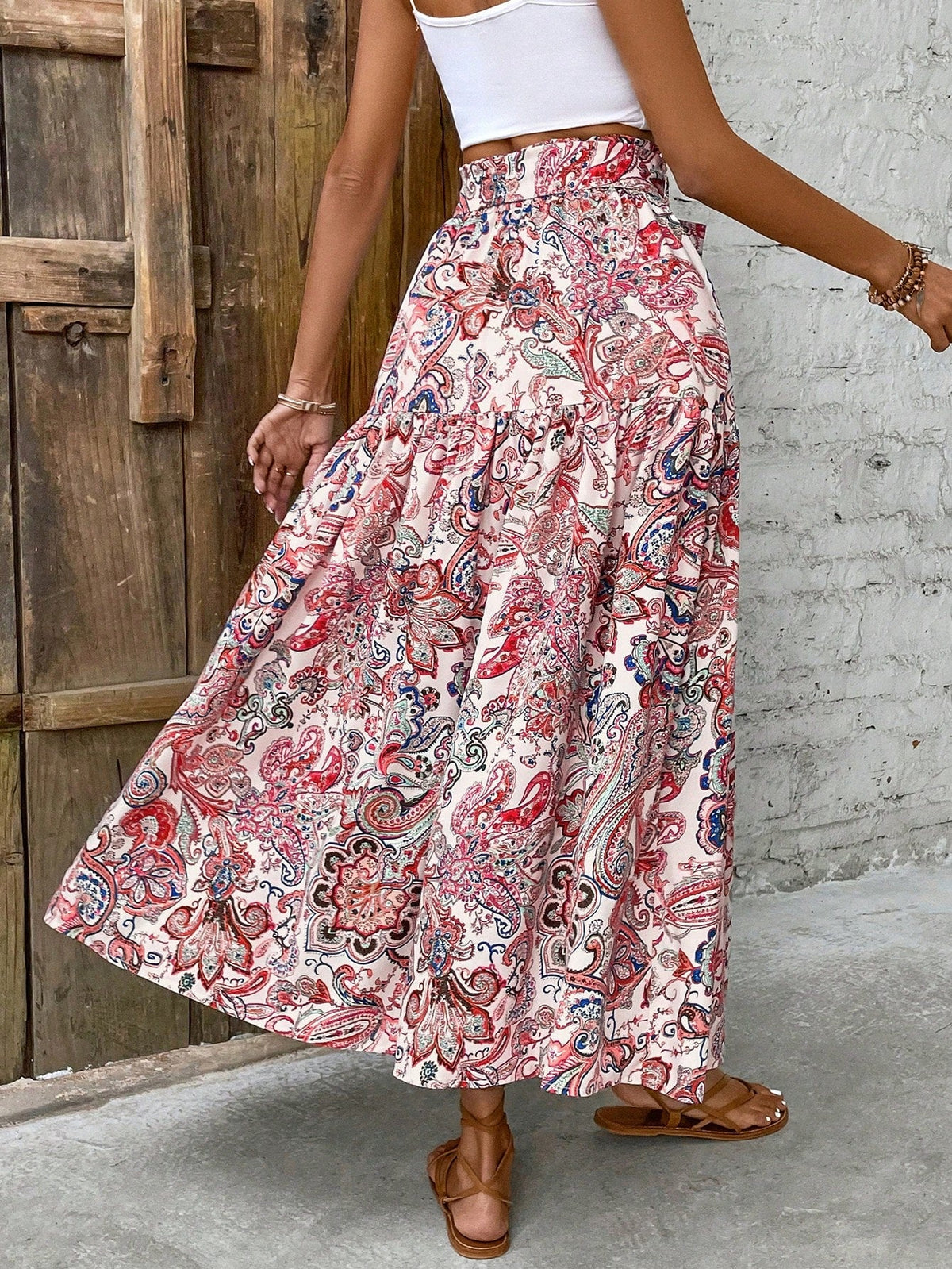 Gonna Da Spiaggia Stampata In Stile Boho