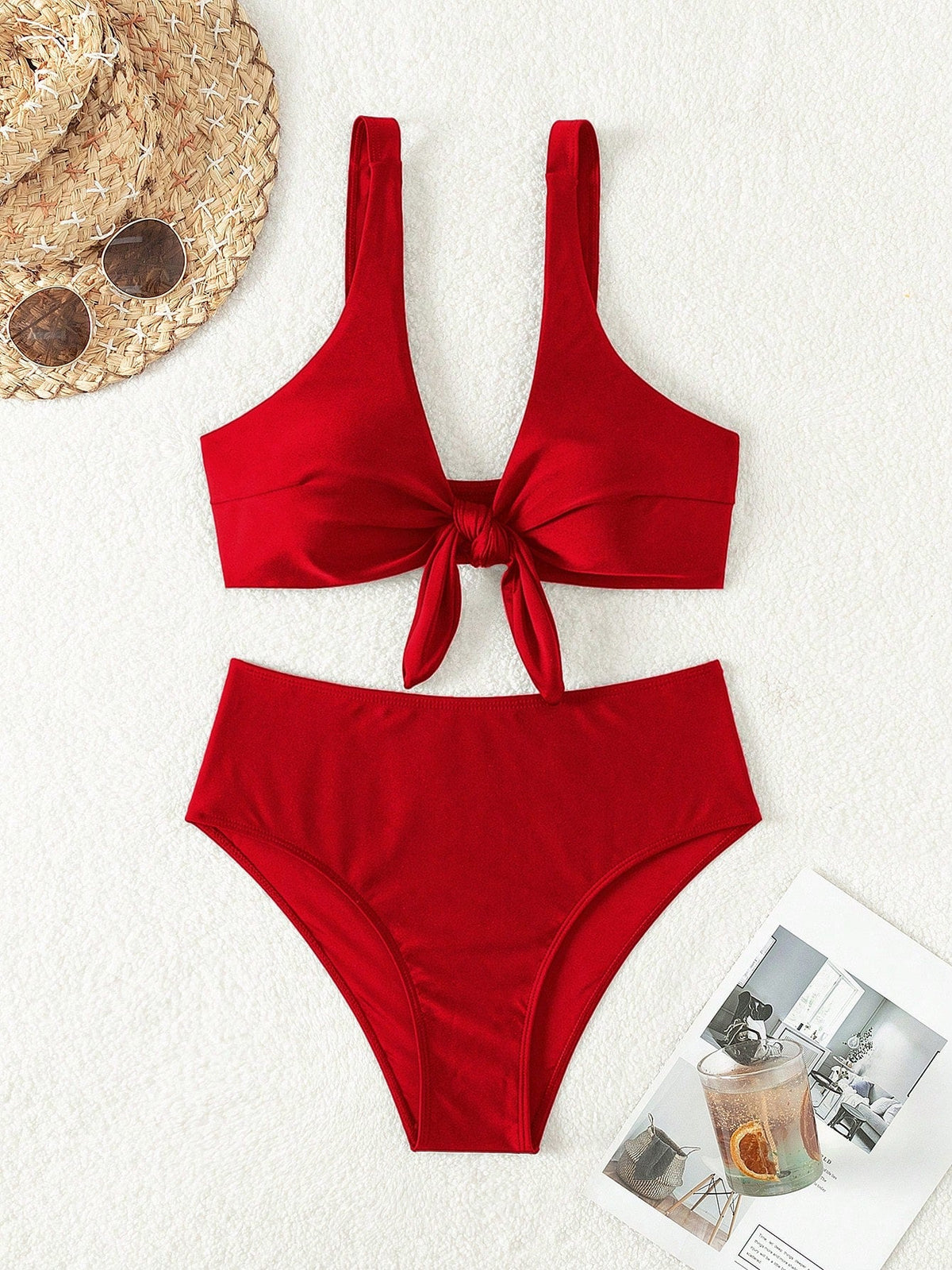 bikini sexy semplice per estate da spiaggia da donna con lacci sul davanti