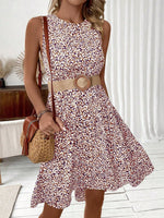 Abito Senza Maniche Con Stampa Completa Per Donna Senza Cintura Alla Vita