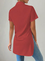 Camicia elegante da donna, a tinta unita, alla moda, con vestibilitˆ ampia e orlo diviso