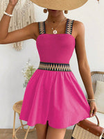 Salopette In Patchwork Geometrico Jacquard Con Fascia Elastica In Vita