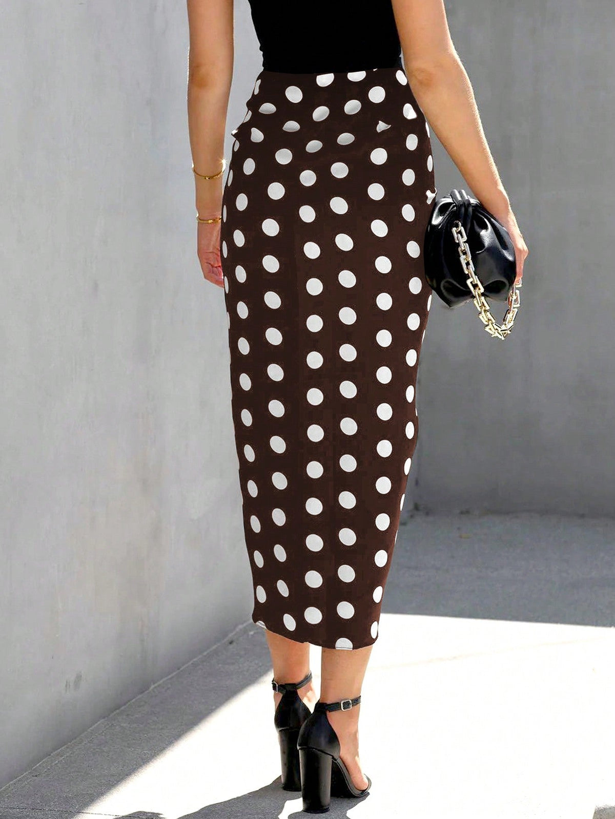 Gonna donna a pois con coulisse e spacco