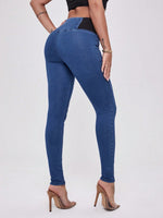 Jeggings vita alta color block