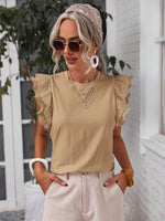 Maglietta semplice e ordinaria da donna con decorazioni di pizzo floreale da indossare ogni giorno