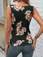 Top casual senza maniche estivo con stampa floreale