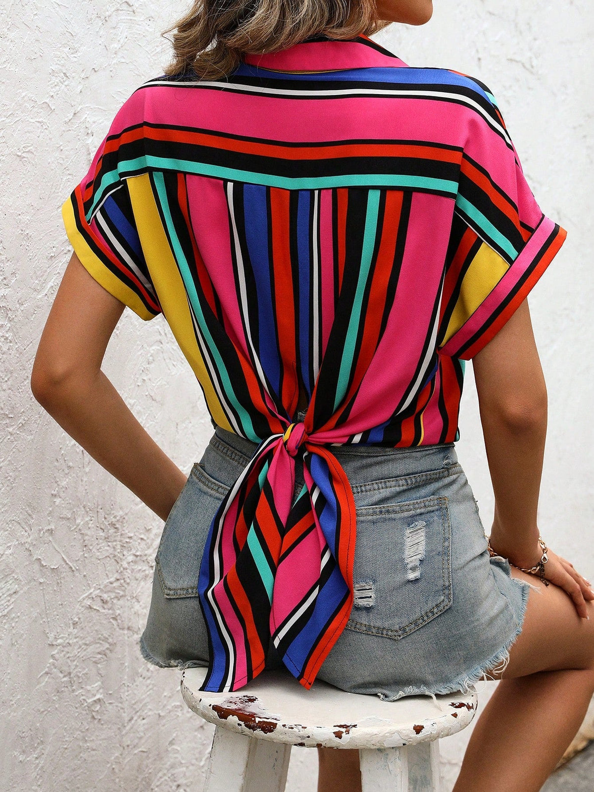 Camicia righe con manica a pipistrello